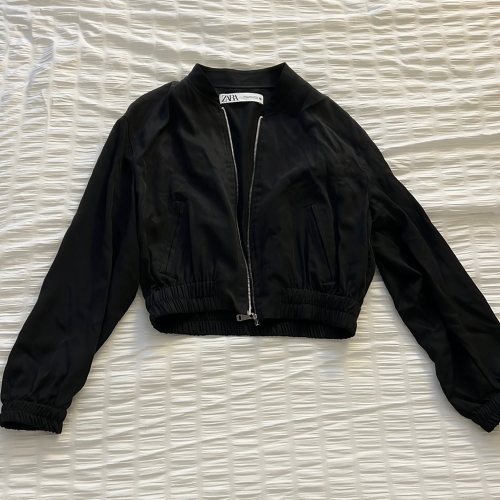 Zara Black Lightweight Bomber Jacket Brand New!!